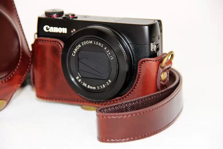 Protective Leather Camera Case with Shoulder Strap for Canon G7X