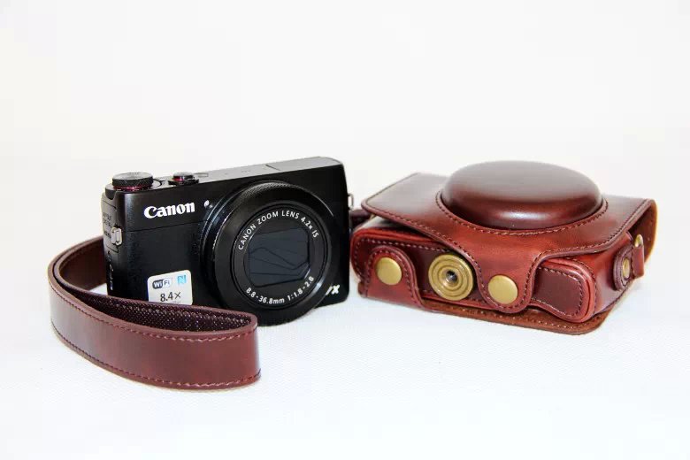 Protective Leather Camera Case with Shoulder Strap for Canon G7X