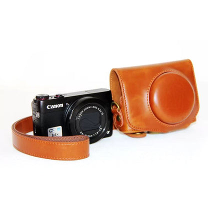 Protective Leather Camera Case with Shoulder Strap for Canon G7X