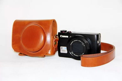 Protective Leather Camera Case with Shoulder Strap for Canon G7X