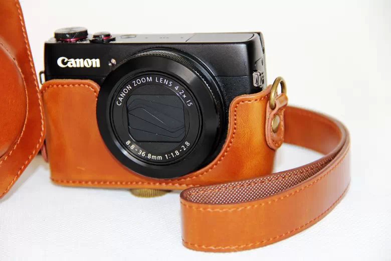 Protective Leather Camera Case with Shoulder Strap for Canon G7X