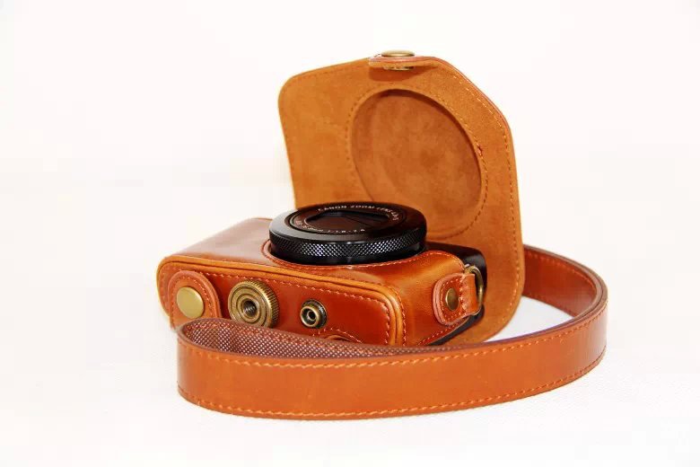 Protective Leather Camera Case with Shoulder Strap for Canon G7X