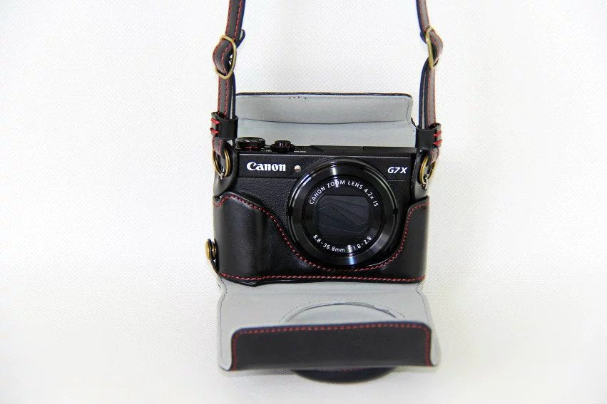 PU Leather Camera Protective Case + Strap for Canon PowerShot G7X MarkII Digital Camera