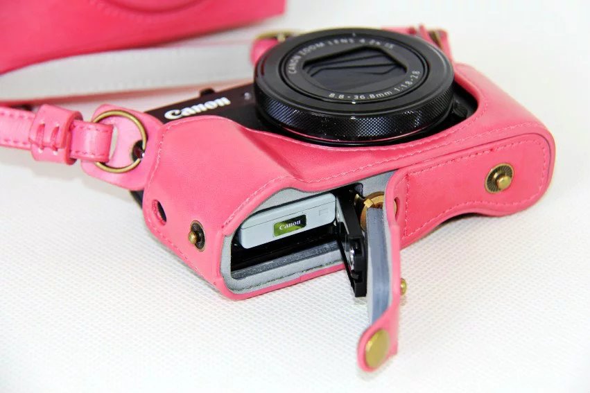 PU Leather Camera Protective Case + Strap for Canon PowerShot G7X MarkII Digital Camera