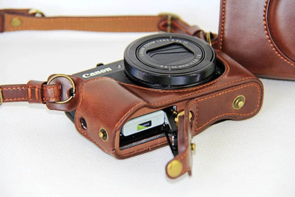 PU Leather Camera Protective Case + Strap for Canon PowerShot G7X MarkII Digital Camera