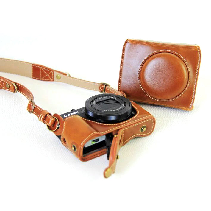 PU Leather Camera Protective Case + Strap for Canon PowerShot G7X MarkII Digital Camera