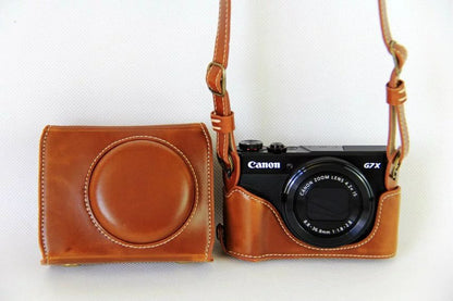 PU Leather Camera Protective Case + Strap for Canon PowerShot G7X MarkII Digital Camera