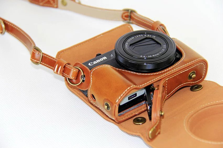 PU Leather Camera Protective Case + Strap for Canon PowerShot G7X MarkII Digital Camera