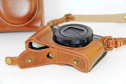 PU Leather Camera Protective Case + Strap for Canon PowerShot G7X MarkII Digital Camera