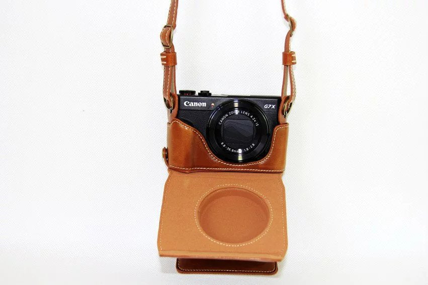 PU Leather Camera Protective Case + Strap for Canon PowerShot G7X MarkII Digital Camera