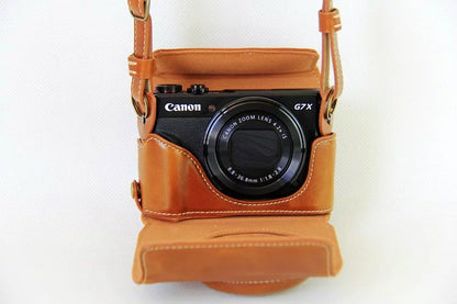 PU Leather Camera Protective Case + Strap for Canon PowerShot G7X MarkII Digital Camera