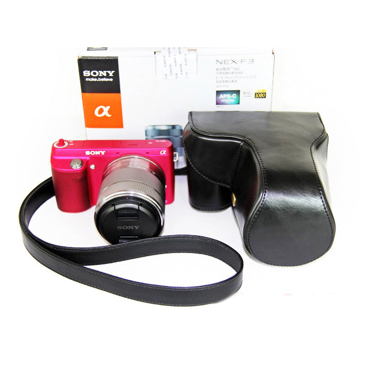 PU Leather Protective Camera Case Bag for Sony NEX-F3 18-55mm