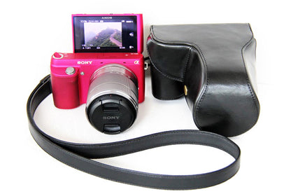 PU Leather Protective Camera Case Bag for Sony NEX-F3 18-55mm