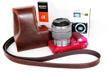 PU Leather Protective Camera Case Bag for Sony NEX-F3 18-55mm