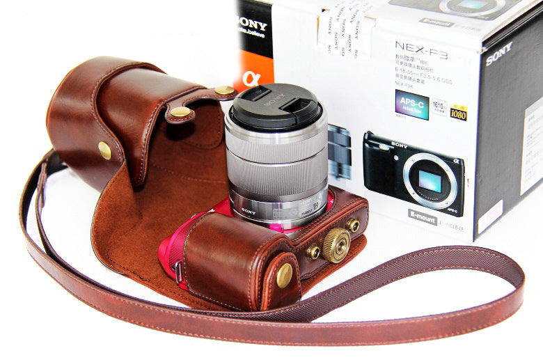 PU Leather Protective Camera Case Bag for Sony NEX-F3 18-55mm