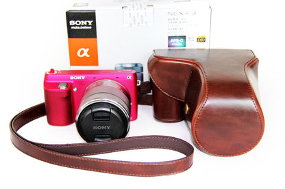 PU Leather Protective Camera Case Bag for Sony NEX-F3 18-55mm