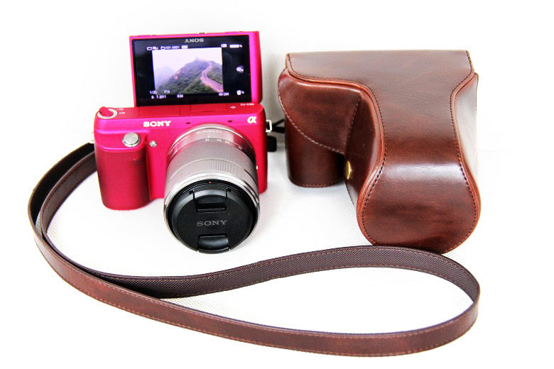 PU Leather Protective Camera Case Bag for Sony NEX-F3 18-55mm