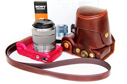 PU Leather Protective Camera Case Bag for Sony NEX-F3 18-55mm