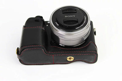 PU Leather Half Bottom Camera Protective Case for Sony A6000/A6300