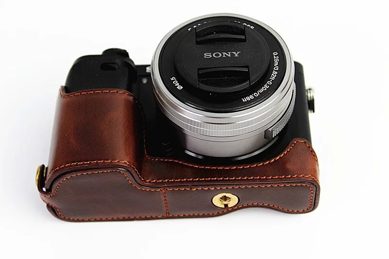 PU Leather Half Bottom Camera Protective Case for Sony A6000/A6300