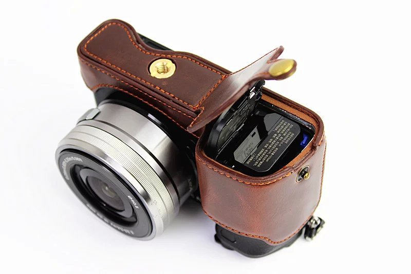 PU Leather Half Bottom Camera Protective Case for Sony A6000/A6300