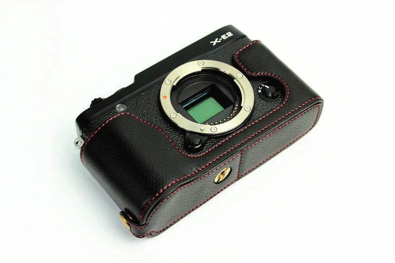 Genuine Split Leather Half Camera Case Bag for Fujifilm XE1 XE2