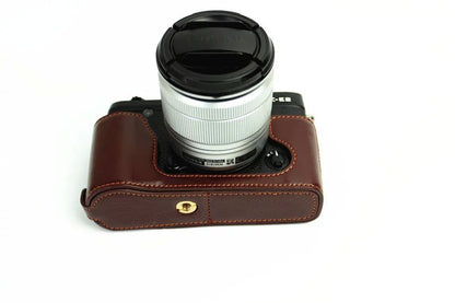 Genuine Split Leather Half Camera Case Bag for Fujifilm XE1 XE2