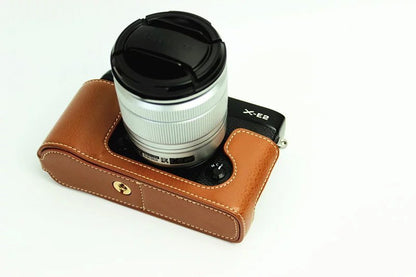 Genuine Split Leather Half Camera Case Bag for Fujifilm XE1 XE2