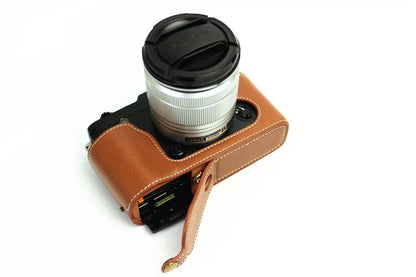 Genuine Split Leather Half Camera Case Bag for Fujifilm XE1 XE2