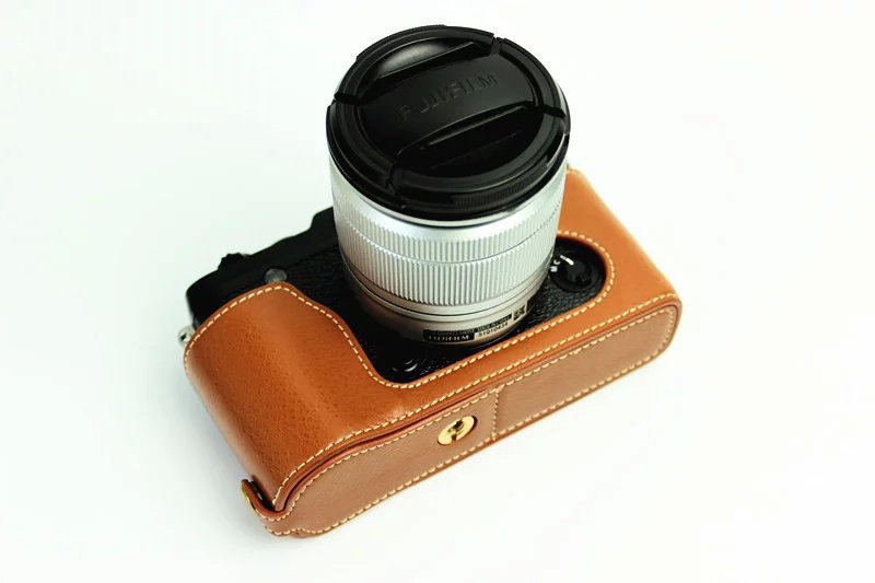 Genuine Split Leather Half Camera Case Bag for Fujifilm XE1 XE2