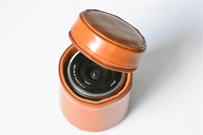 Camera Lens Pocket PU Leather Case for Nikon Canon Sony Fujifilm etc