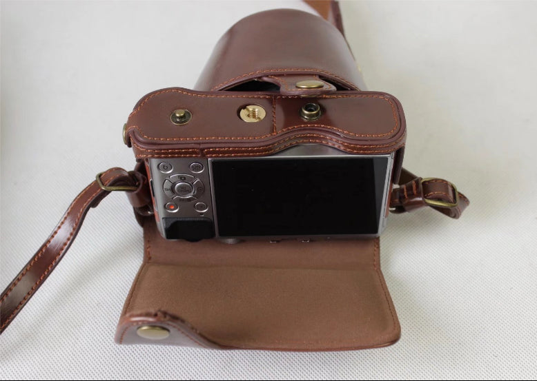 PU Leather Protective Case + Strap + Camera Lens Bag for Fujifilm XA5 XA20 Camera