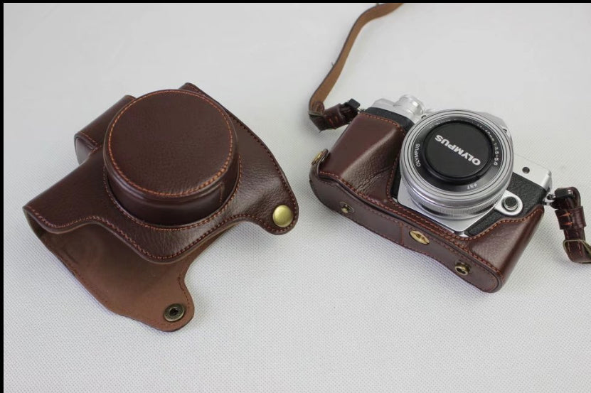 Genuine Cowhide Leather Camera Protection Cover Bag for Olympus OMD E-M10III