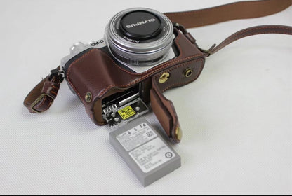 Genuine Cowhide Leather Camera Protection Cover Bag for Olympus OMD E-M10III