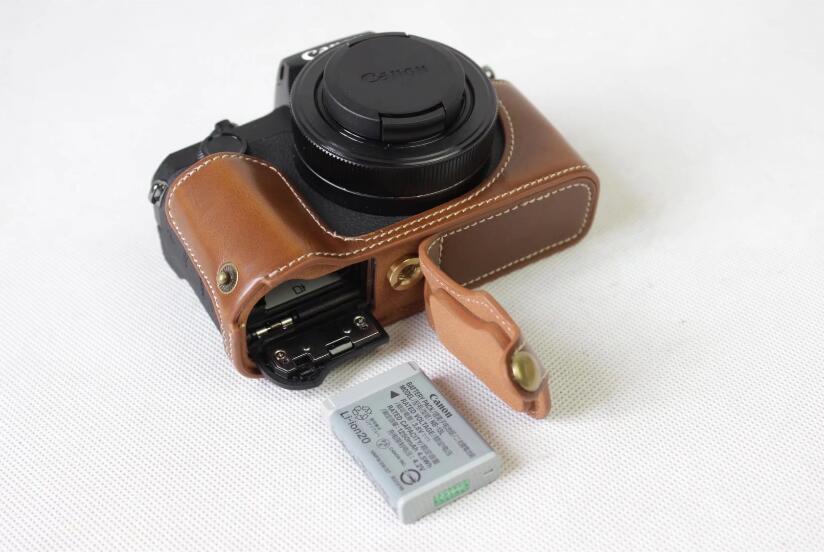 PU Leather Half Camera Case Bag for Canon Powershot G1XIII