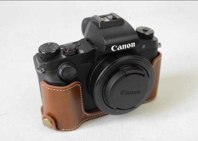 PU Leather Half Camera Case Bag for Canon Powershot G1XIII