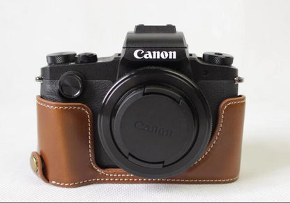 PU Leather Half Camera Case Bag for Canon Powershot G1XIII