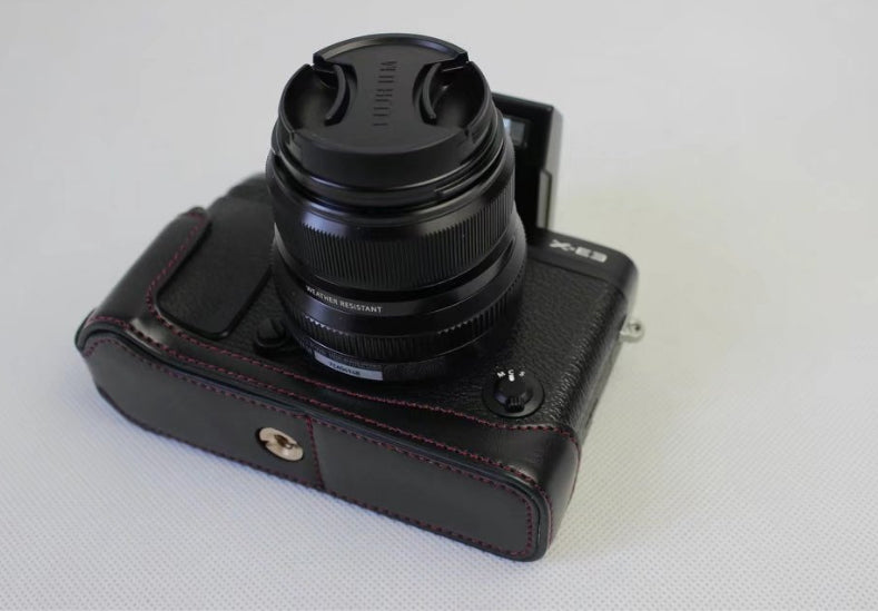 PU Leather Half Bottom Camera Protective Shell for Fujifilm X-E3