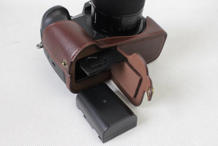 Genuine Leather Half Camera Case Bag Cover Protector for Panasonic DMC-GH5GK / GH5 Camera