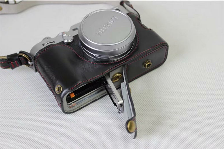 PU Leather Camera Protective Case + Strap + Camera Lens Bag for Fujifilm X100F