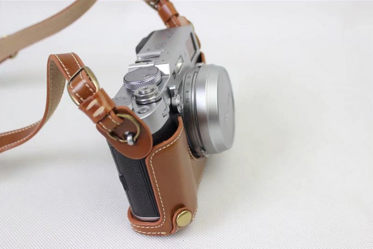 PU Leather Camera Protective Case + Strap + Camera Lens Bag for Fujifilm X100F