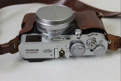 PU Leather Camera Protective Case + Strap + Camera Lens Bag for Fujifilm X100F