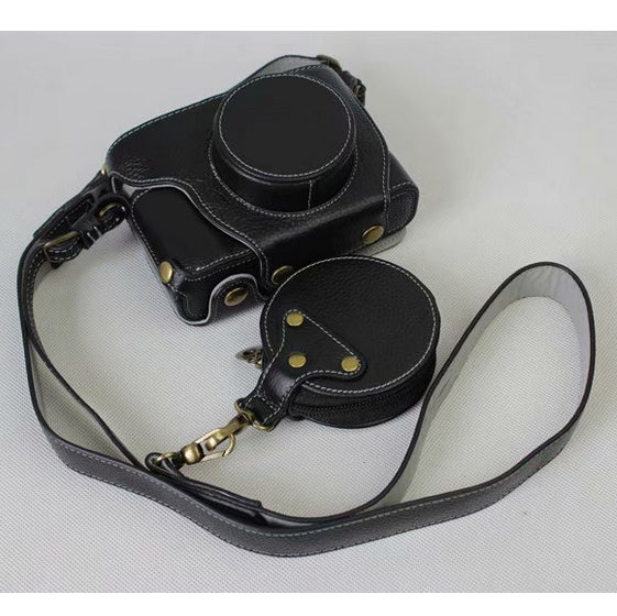 Genuine Leather Camera Protection Cover Shell + Strap + Camera Lens Bag for Fujifilm X100F