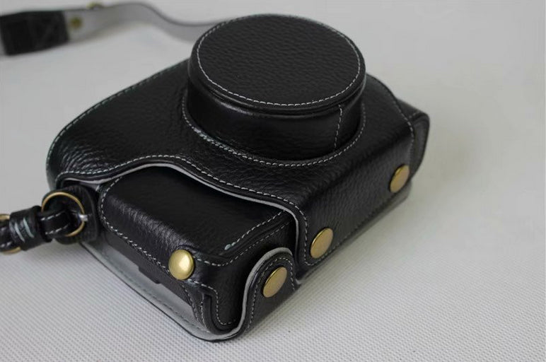 Genuine Leather Camera Protection Cover Shell + Strap + Camera Lens Bag for Fujifilm X100F