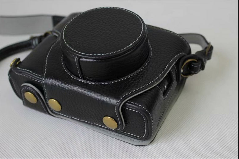 Genuine Leather Camera Protection Cover Shell + Strap + Camera Lens Bag for Fujifilm X100F