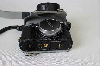 Genuine Leather Camera Protection Cover Shell + Strap + Camera Lens Bag for Fujifilm X100F