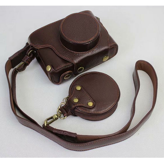 Genuine Leather Camera Protection Cover Shell + Strap + Camera Lens Bag for Fujifilm X100F