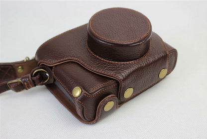 Genuine Leather Camera Protection Cover Shell + Strap + Camera Lens Bag for Fujifilm X100F