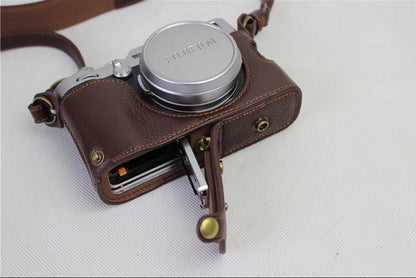 Genuine Leather Camera Protection Cover Shell + Strap + Camera Lens Bag for Fujifilm X100F