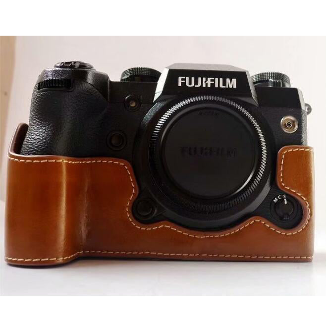 PU Leather Half Bottom Camera Protective Case for Fujifilm X-H1